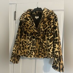 Milly Leopard Print Teddy Jacket